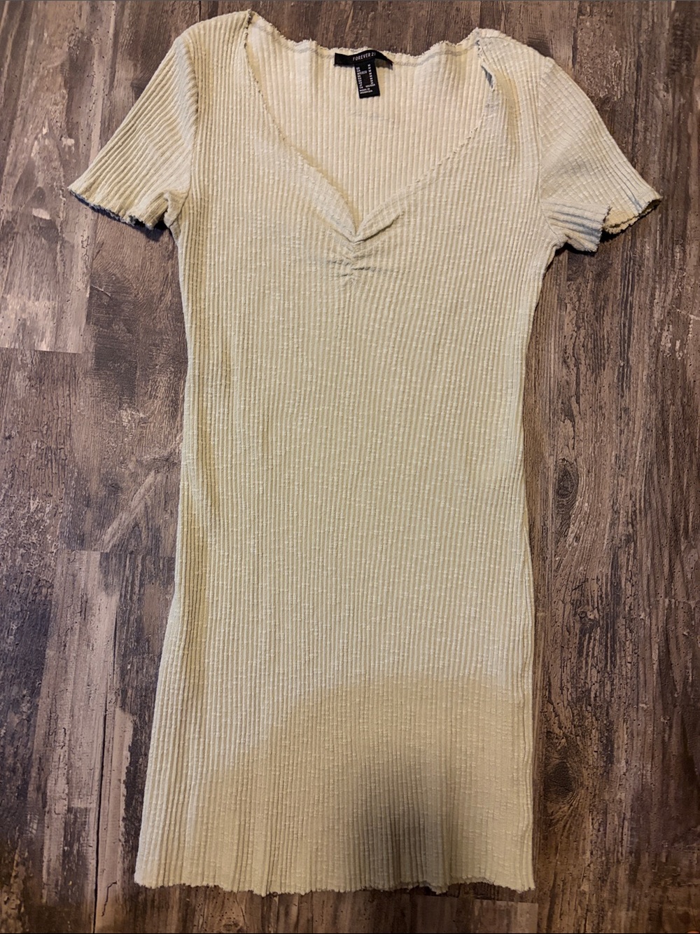 Ribbed Knit Short Sleeve Dress in sage green
